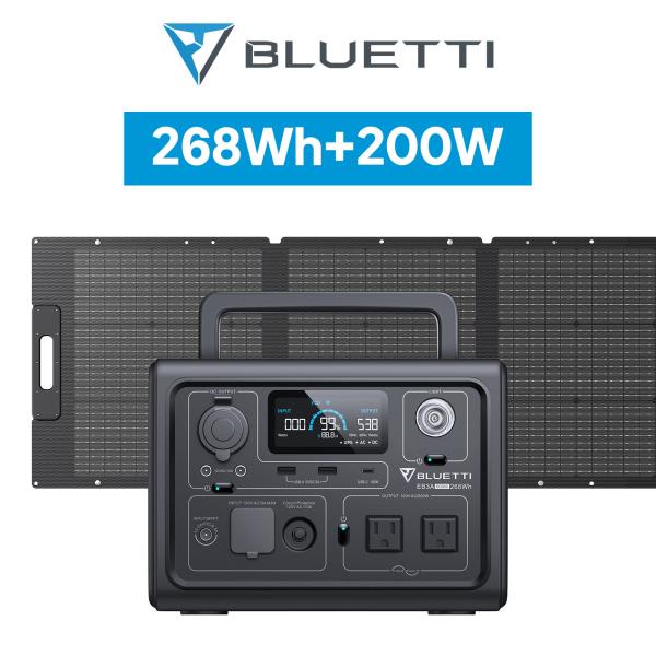 BLUETTI EB3A+200Ｗ ポータブル電源 ソーラーパネル セット 268Wh/600W 2...