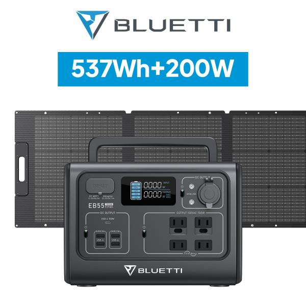 BLUETTI ポータブル電源 ソーラーパネル セット EB55+200Ｗ 家庭用 ポータブルバッテ...
