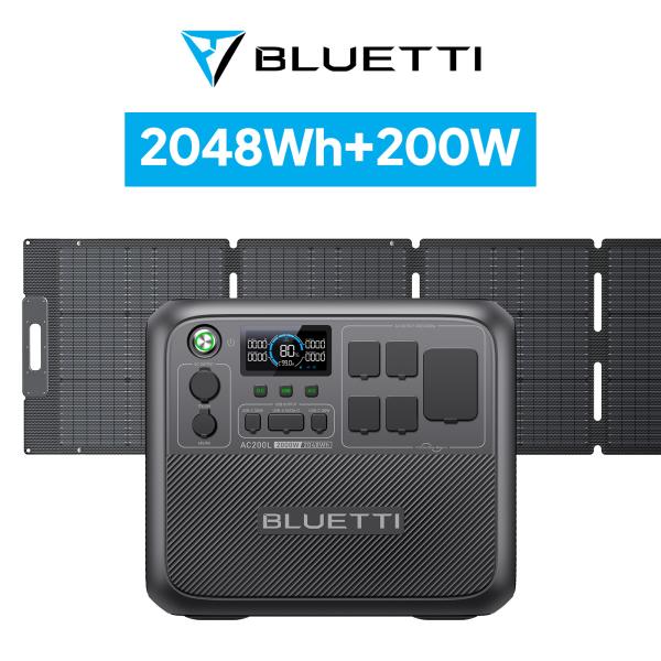 BLUETTI ポータブル電源 ソーラーパネル セット AC200L+200W 2048Wh+200...