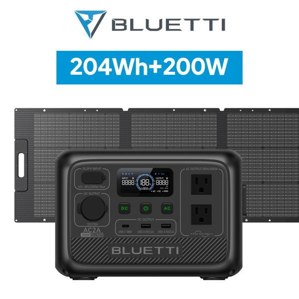 BLUETTI ポータブル電源 ソーラーパネル セット AC2A+200W 204Wh/300W 小...