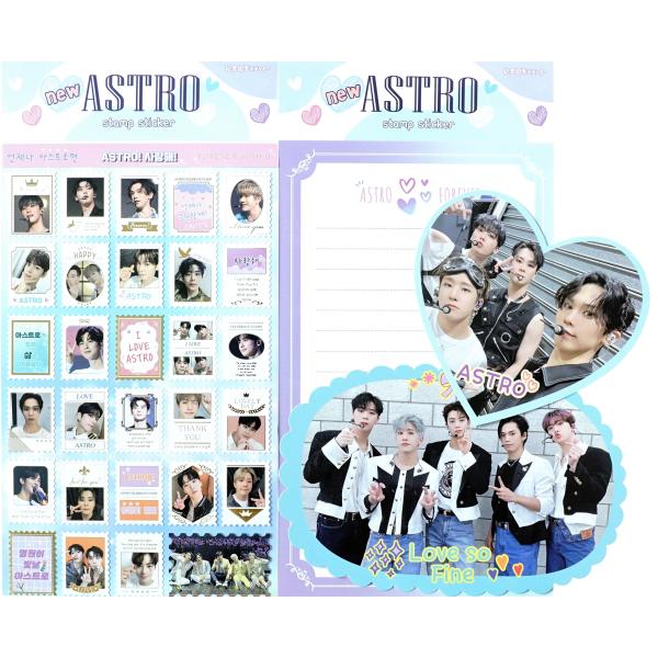 ASTRO アストロ K-POP グッズ レターセット 27点セット (記念切手 スタンプ ステッカ...