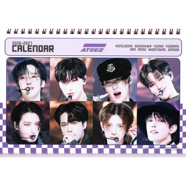 ATEEZ エーティーズ グッズ 卓上 カレンダー 2026~2027年 ( 2年分 ) + ステッ...