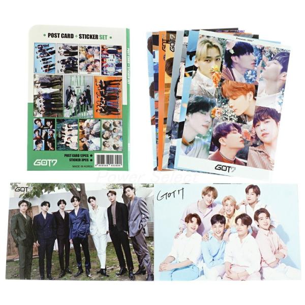 GOT7 グッズ ポストカード セット ( ポストカード 12枚 + ステッカー 3枚 ) 15点セ...