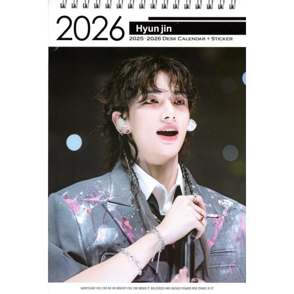 ヒョンジン グッズ 卓上 カレンダー (写真集) 2026~2027年 (2年分) + ステッカーシ...