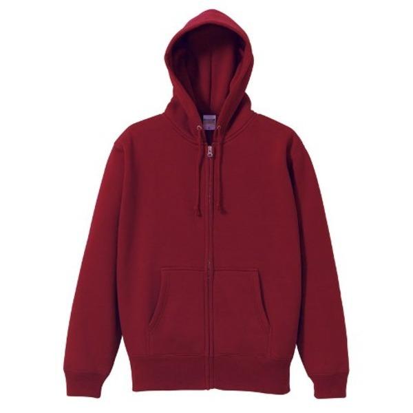 裏起毛 フルジップ パーカー XLサイズ バーガンディー 綿混 10.0オンス ヘビーウェイト 裏起...