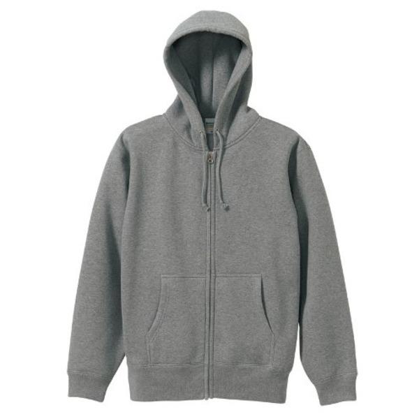 裏起毛 フルジップ パーカー Lサイズ ヘザーグレー 綿混 10.0オンス ヘビーウェイト 裏起毛 ...