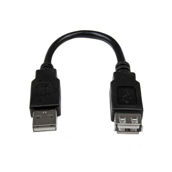 （まとめ）StarTechUSB2.0延長アダプタケーブル 15cm USB A(オス)-USB A...