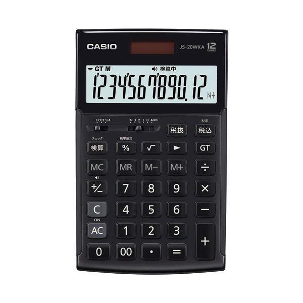 カシオ 本格実務電卓 12桁ジャストタイプ ブラック JS-20WKA-BK-N 1台