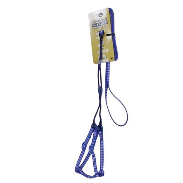 （まとめ）アンブルハーネスリード ギンガム ブルー〔×2セット〕 (犬用品/リード)