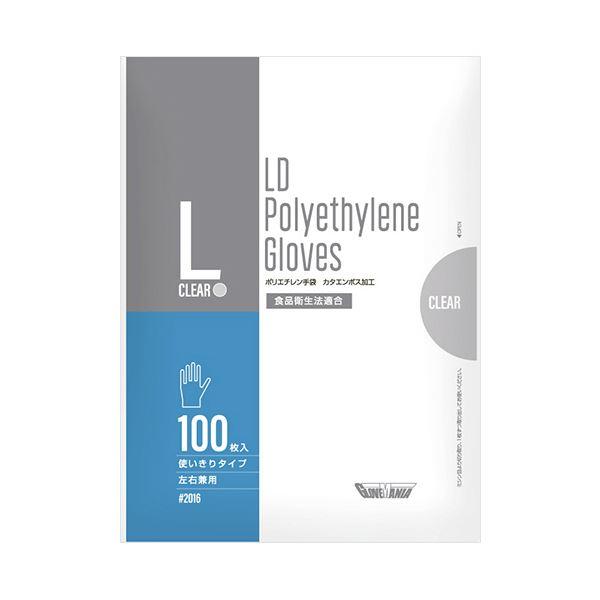 〔まとめ〕 川西工業 ポリエチレン手袋 カタエンボス クリア L #2016 1パック (100枚)...