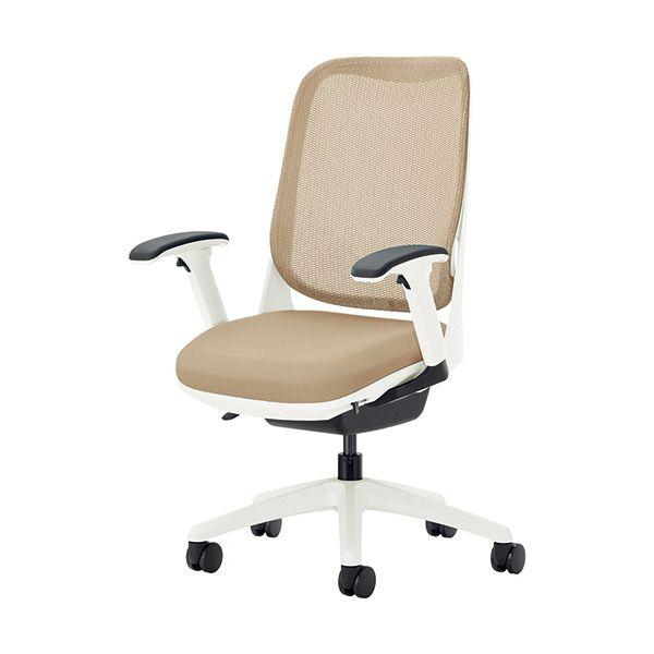 ライオン事務器 オフィスチェアー RIDE〔ライド〕 フレキシブルアームタイプ ホワイトフレーム 脚...