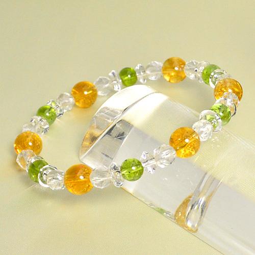 パワーストーン ブレスレット シトリン 8mm玉 ペリドット 6mm玉 天然石 レディース ブレス