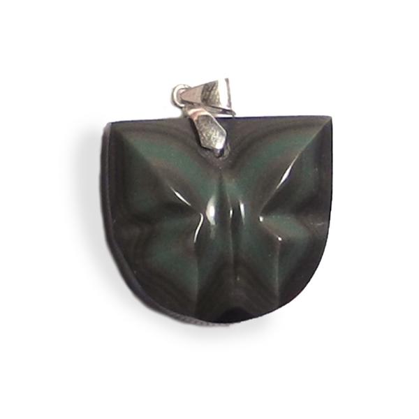 レインボーオブシディアン ペンダントトップ バタフライ 蝶々 ちょうちょ メキシコ 黒曜石 グラスラ...