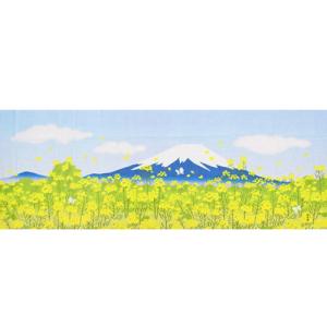 絵てぬぐい「富士山と菜の花春景色」【3枚以上で送料無料】濱文様 手ぬぐい 手拭い 春 季節 風景 縦型 飾り 布 生地 包む メール便｜pp-koshidou