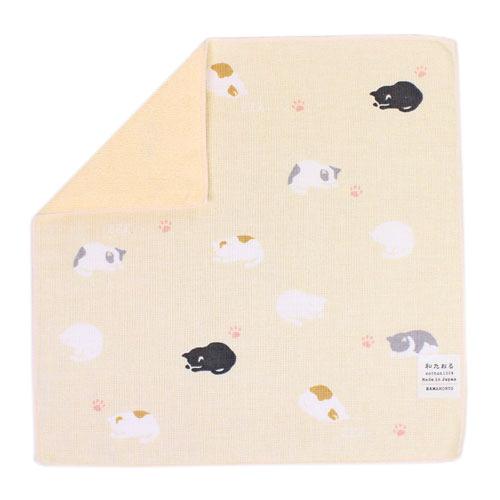 ハンカチ タオル セミウォッシュ ごめん寝ネコ 濱文様 ガーゼ パイル 贈り物 可愛い プレゼント ...