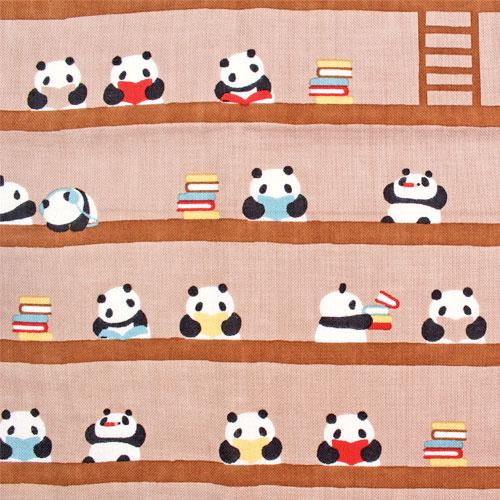 捺染てぬぐい「パンダの図書館」【3枚以上で送料無料】 手拭い 小紋柄 濱文様 ケイス 日本製 生地 ...