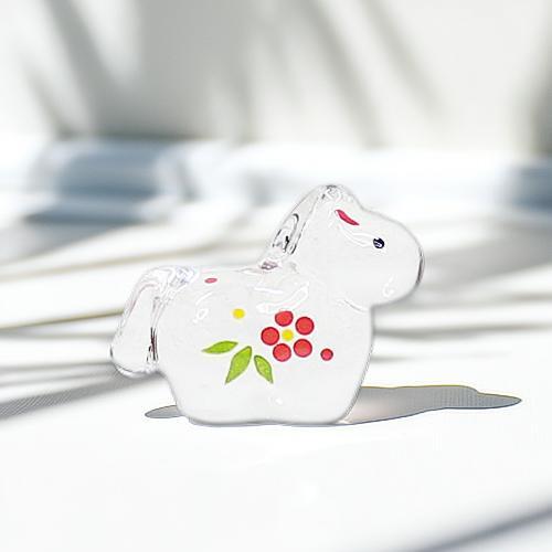 ガラス干支人形 クリスタル午 小 ガラス ガラス細工 小さい 馬 うま 縁起物 お正月 置物 人形 ...