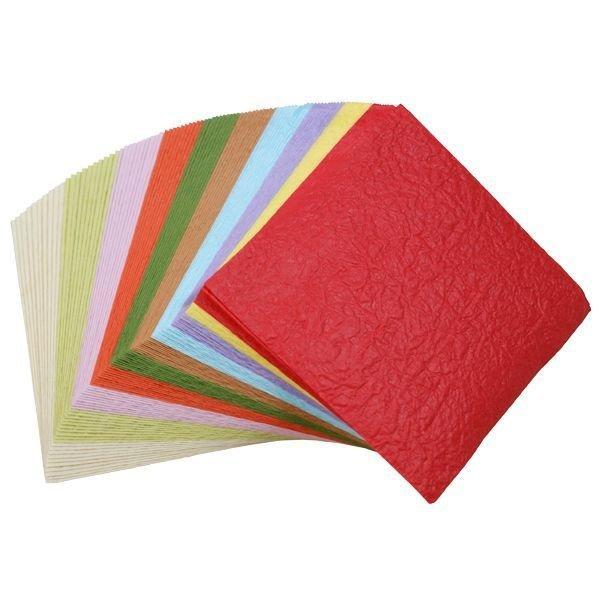 越前和紙 もみ和紙パック 10×10cm 和紙 セット ラッピング 包装紙 手揉み 光沢 カラフル ...