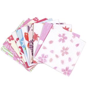 越前和紙 春夏秋冬 9.5×9.5cm 和紙 セット ラッピング 包装紙 和柄 季節柄 桜 おりがみ 折り紙 折紙 揉み和紙