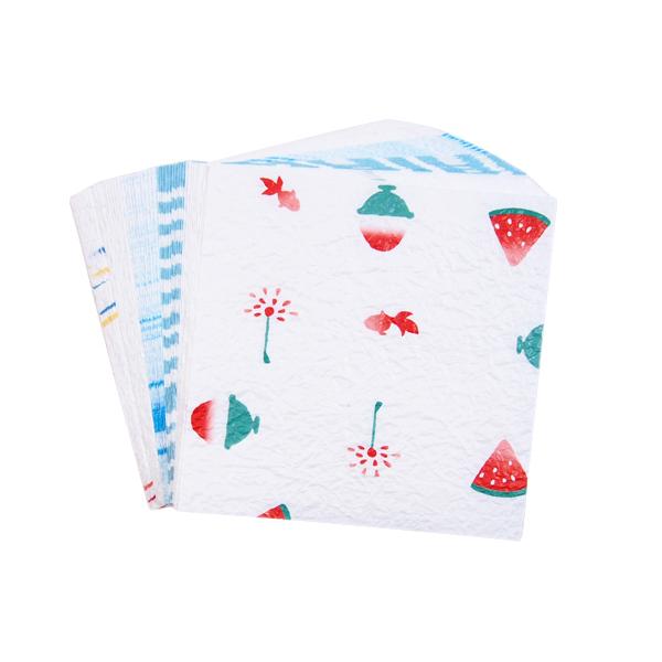 越前和紙 ふるさと越前 夏 12×12cm 和紙 セット ラッピング 包装紙 和柄 季節柄 夏 おり...