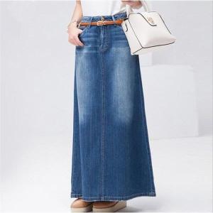 デニムスカート ロング丈 タイトスカート 膝丈ハイウェスト ペンシルスカート 美脚スカート ハイウエスト ボトムス 春夏秋 大きいサイズ 着痩せ  Aライン