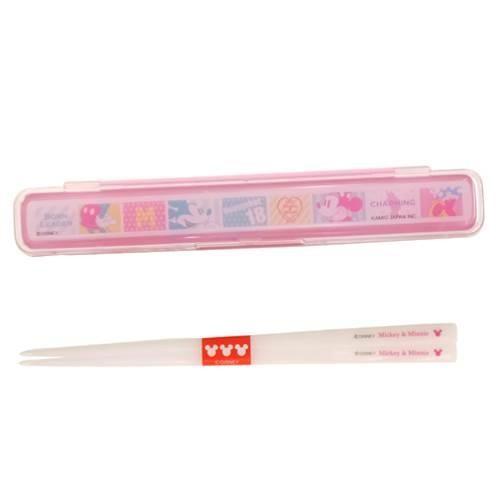 ・ミッキー＆ミニー　18cmおはし＆箸ケース　「Made in Japan」  【在庫処分】