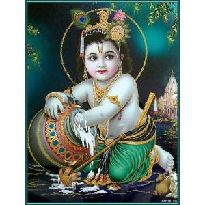 インドの神様 クリシュナ神(幼少期) お守りカード[006] ラミネート加工済み　India God【Krishna(Childhood)】Small Card (Charm) ※The card is laminated.