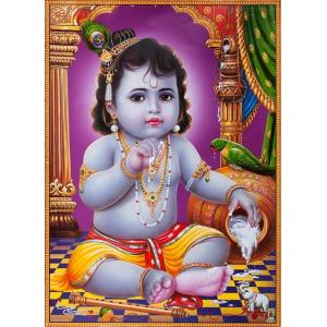 インドの神様 クリシュナ神(幼少期) お守りカード[007] ラミネート加工済み　India God【Krishna(Childhood)】Small Card (Charm) ※The card is laminated.