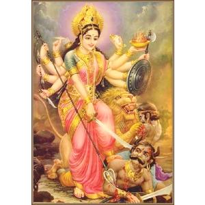 インドの神様 ドゥルガー神 お守りカード×1枚[013] ラミネート加工済 India God【Durga】Small Card (Charm)※The card is laminated.【戦い】【破壊】【殺戮】