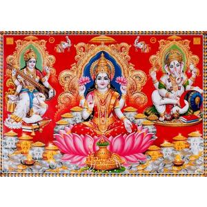 インドの神様 ラクシュミー/ガネーシャ/サラスヴァティ―神 お守りカード[009] India God【Lax/Gane/Sara】Small Card (Charm)