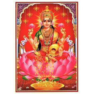 インドの神様 ラクシュミー神 お守りカード×1枚[002] ラミネート加工済み India God【Laxmi】Small Card (Charm)※The card is laminated.