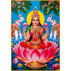 インドの神様 ラクシュミー神 お守りカード×1枚[003] ラミネート加工済み India God【Laxmi】Small Card (Charm)※The card is laminated.