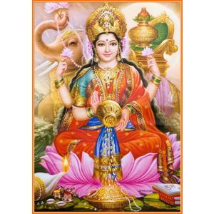 インドの神様 ラクシュミー神 お守りカード×1枚[004] ラミネート加工済み India God【Laxmi】Small Card (Charm)※The card is laminated.