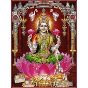インドの神様 ラクシュミー神 お守りカード×1枚[005] ラミネート加工済み India God【Laxmi】Small Card (Charm)※The card is laminated.