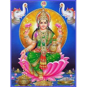 インドの神様 ラクシュミー神 お守りカード×1枚[008] ラミネート加工済み India God【Laxmi】Small Card (Charm)※The card is laminated.