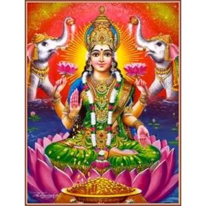 インドの神様 ラクシュミー神 お守りカード×1枚[016] ラミネート加工済み India God【Laxmi】Small Card (Charm)※The card is laminated.