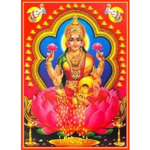 インドの神様 ラクシュミー神 お守りカード×1枚[019] ラミネート加工済み India God【Laxmi】Small Card (Charm)※The card is laminated.