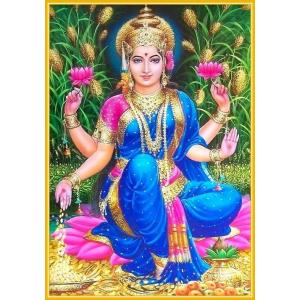 インドの神様 ラクシュミー神 お守りカード×1枚[020] ラミネート加工済み India God【Laxmi】Small Card (Charm)※The card is laminated.