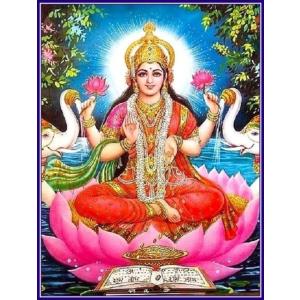インドの神様 ラクシュミー神 お守りカード×1枚[021] ラミネート加工済み India God【Laxmi】Small Card (Charm)※The card is laminated.