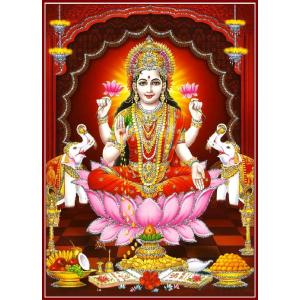 インドの神様 ラクシュミー神 お守りカード×1枚[022] ラミネート加工済み India God【Laxmi】Small Card (Charm)※The card is laminated.
