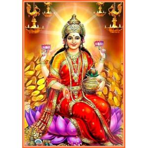 インドの神様 ラクシュミー神 お守りカード×1枚[023] India God【Laxmi】Small Card (Charm)