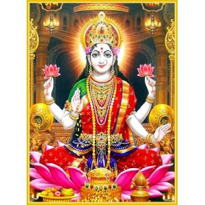 インドの神様 ラクシュミー神 お守りカード×1枚[025] ラミネート加工済み India God【Laxmi】Small Card (Charm)※The card is laminated.