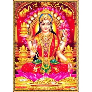 インドの神様 ラクシュミー神 お守りカード×1枚[027] ラミネート加工済み India God【Laxmi】Small Card (Charm)※The card is laminated.