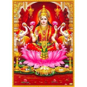 インドの神様 ラクシュミー神 お守りカード×1枚[029] India God【Laxmi】Small Card (Charm)