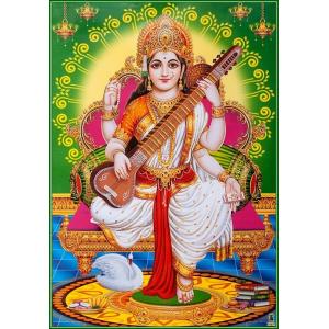 インドの神様 サラスバティー神 お守りカード×1枚[004] India God【sarasvati】Small Card (Charm)