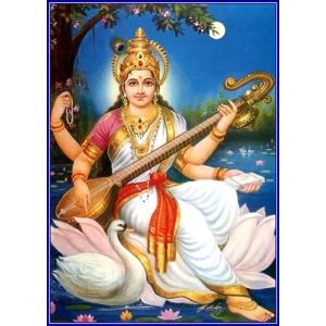 インドの神様 サラスバティー神 お守りカード×1枚[009] ラミネート加工済み India God【sarasvati】Small Card (Charm)