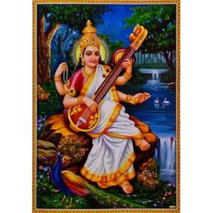 インドの神様 サラスバティー神 お守りカード×1枚[011] India God【sarasvati】Small Card (Charm)