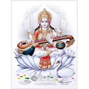 インドの神様 サラスバティー神 お守りカード×1枚[013] ラミネート加工済み India God【sarasvati】Small Card (Charm)