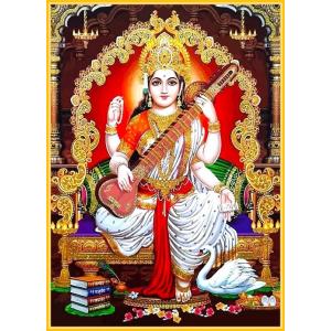 インドの神様 サラスバティー神 お守りカード×1枚[019] India God【sarasvati】Small Card (Charm)