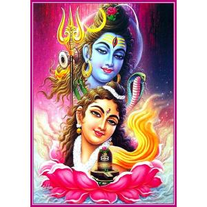 インドの神様 シヴァ＆パールヴァティー神 お守りカード×1枚[014] India God【Siva＆Parvati】Small Card (Charm)